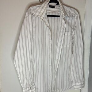 Dior Men's White and Gray Striped Shirt